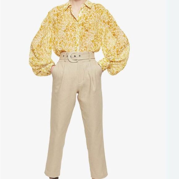 ANINE BING NWOT Caleb Silk Blouse in Marigold Leo - Picture 3 of 16